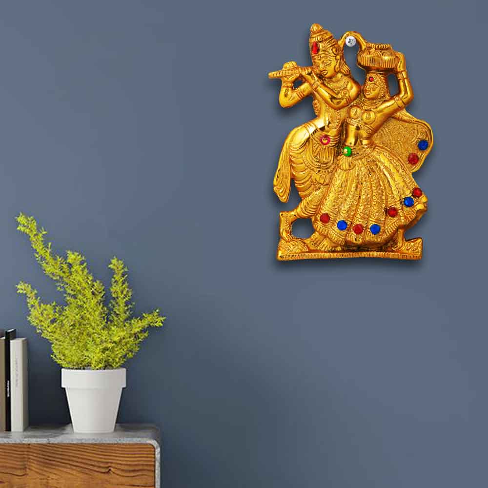 Golden Lord Radha Krishna Wall Hanging